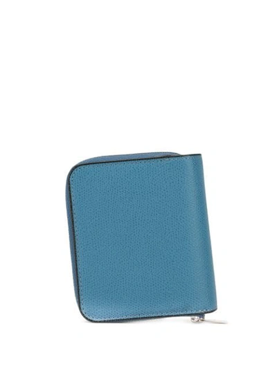 Shop Valextra Pebbled Zip-around Wallet In Blue