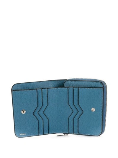 Shop Valextra Pebbled Zip-around Wallet In Blue