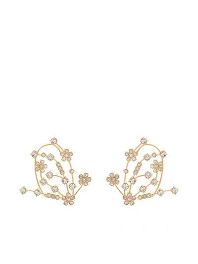 Shop Panconesi Crystal-embellished Floral Earrings In Gold