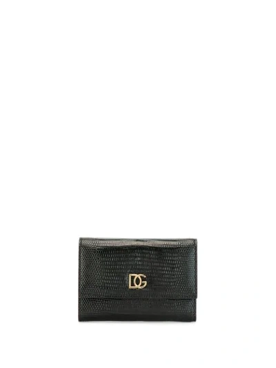 Shop Dolce & Gabbana Embossed Snakeskin-effect Wallet In Black