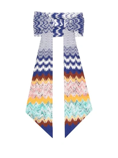 Shop Missoni Bow Embroidered Headband In Blue