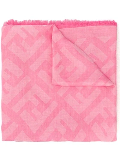 Shop Fendi Jacquard Ff Motif Stole In Pink