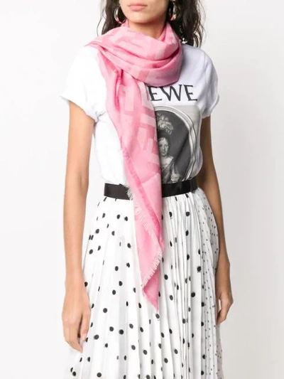 Shop Fendi Jacquard Ff Motif Stole In Pink