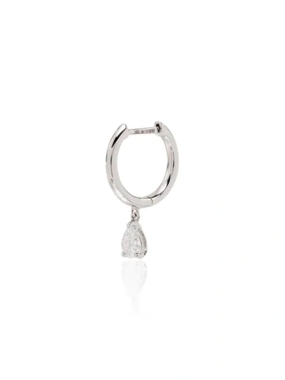 Shop Anita Ko 18kt Gold Pear-cut Diamond Hoop Earring In White Gold