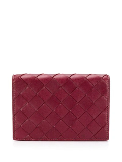 Shop Bottega Veneta Intrecciato Weave Wallet In Red