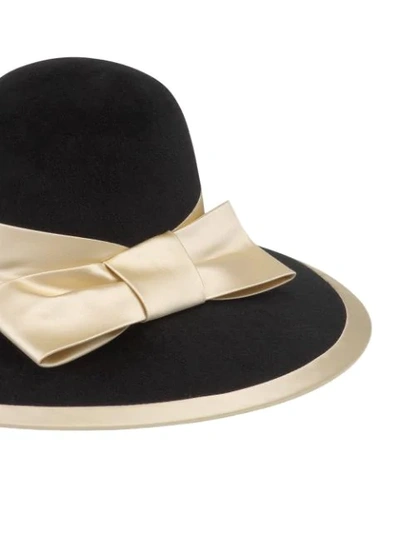 Shop Gucci Satin Ribbon Wide Brim Hat In Black