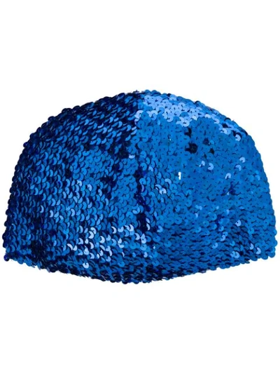 Shop Gucci Sequin-embellished Hat In Blue