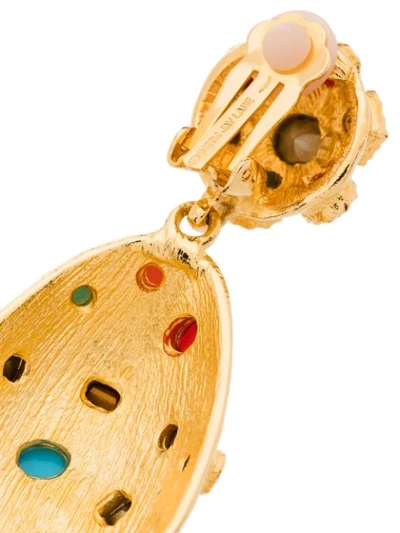 Shop Kenneth Jay Lane Gold-tone Crystal-embellished Clip Earrings