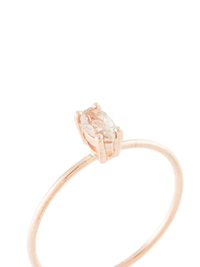 Shop Natalie Marie 9kt Rose Gold Tiny Marquise Rutilated Quartz Ring