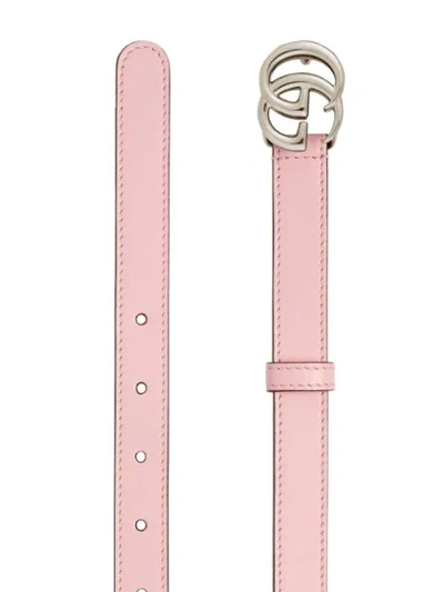 Shop Gucci Double G Buckle Leather Belt In Pink