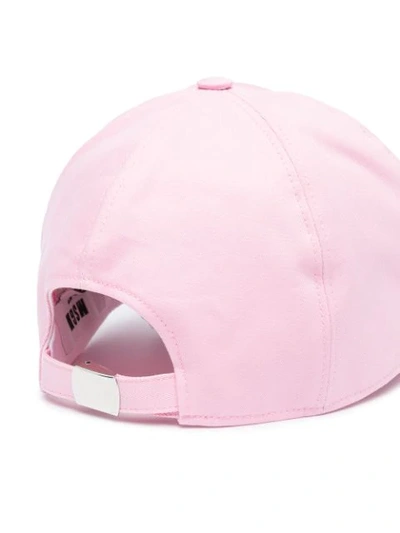Shop Msgm Embroidered Logo Baseball Cap In Pink