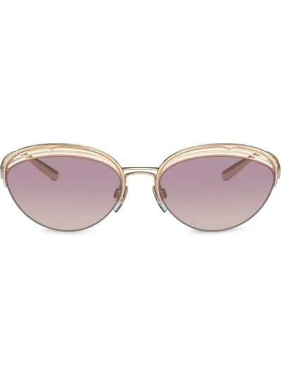 Shop Bulgari B.retrovibe Half Rim Oval Sunglasses In Gold