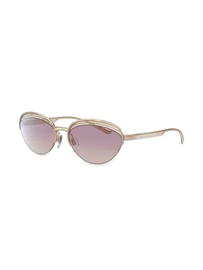 Shop Bulgari B.retrovibe Half Rim Oval Sunglasses In Gold