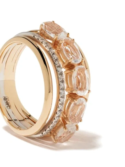 Shop Brumani 18kt Rose And White Gold Looping Diamond And Quartz Ring In Rose Gold