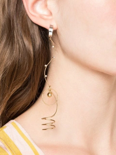 Shop Mounser Asymmetric Drop Earrings In Gold