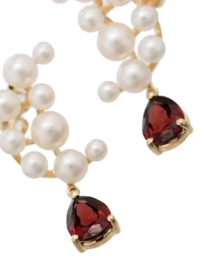 Shop Anissa Kermiche 14kt Gold Blood Sisters Pearl Garnet Earrings In Yellow Gold