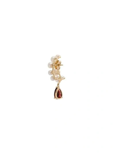 14KT GOLD BLOOD SISTERS PEARL GARNET EARRINGS