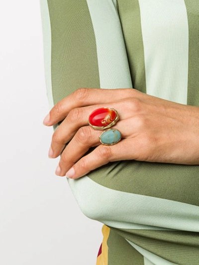 Shop Ports 1961 Double Stone Ring In Red