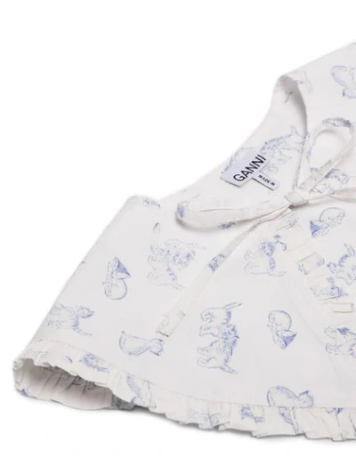 Shop Ganni Cat-print Detachable Collar In White