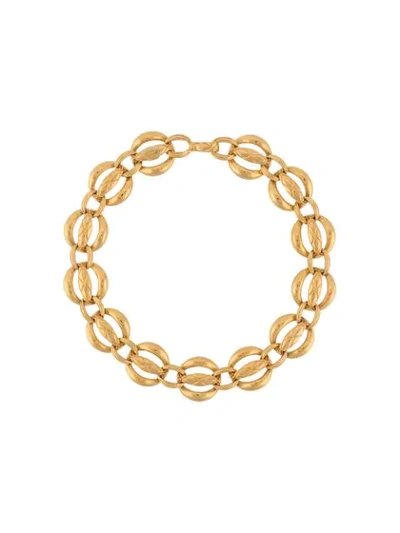 Pre-owned Chanel 1990s Wide Chain Link Choker In Gold