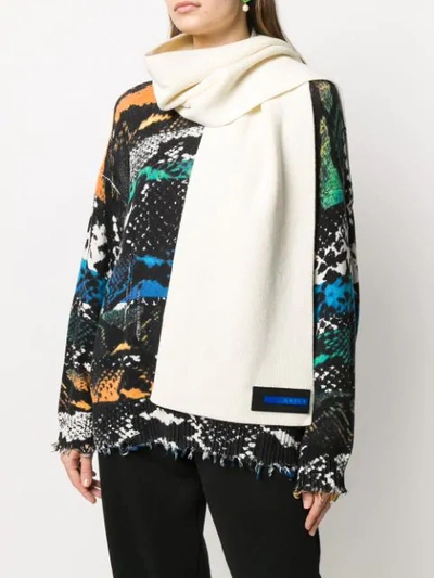 Aries Logo-patch Ribbed Scarf In White