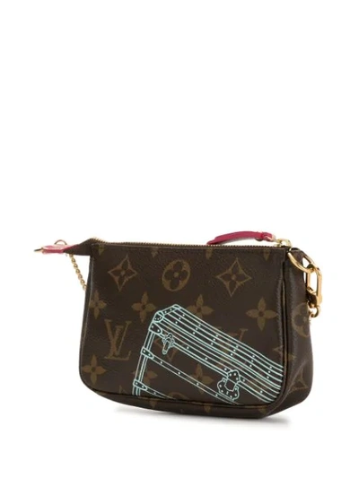 Pre-owned Louis Vuitton 2014  Monogram Mini Pochette Accessoires Pouch In Brown