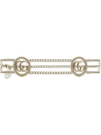 Shop Gucci Monogram Detail Chain Belt In Gold