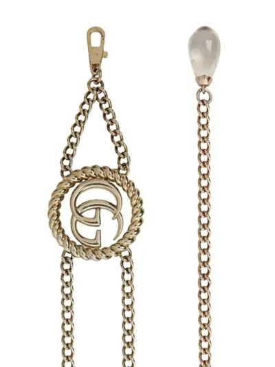 Shop Gucci Monogram Detail Chain Belt In Gold