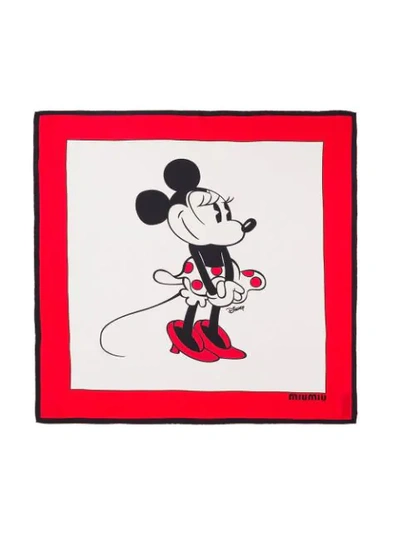 Shop Miu Miu X Disney Minnie Mouse Scarf In Red