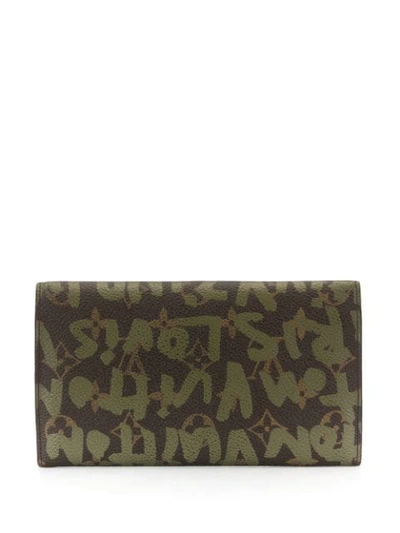 Pre-owned Louis Vuitton  Monogram Graffiti Wallet In Green