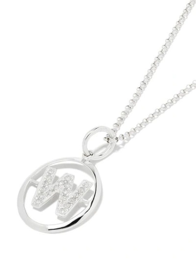 Shop Annoushka 14kt White Gold Diamond Initial W Necklace In 18ct White Gold