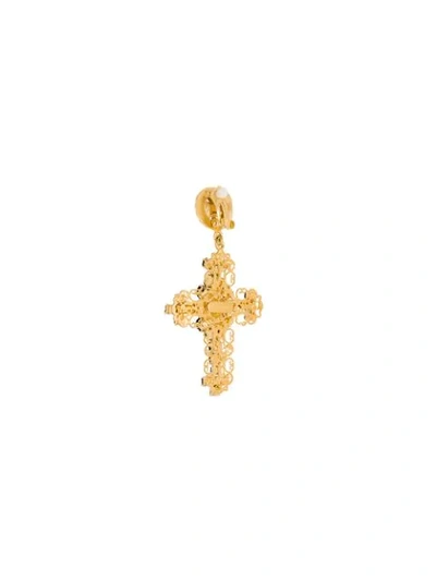 Shop Dolce & Gabbana Crystal-embellished Cross Earrings In Black