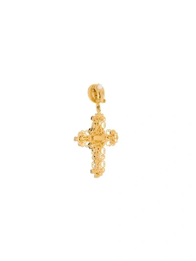 Dolce & Gabbana Crystal-embellished Cross Earrings In Black