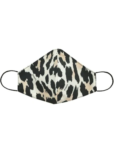 Shop Pinko Leopard Print Face Mask In White