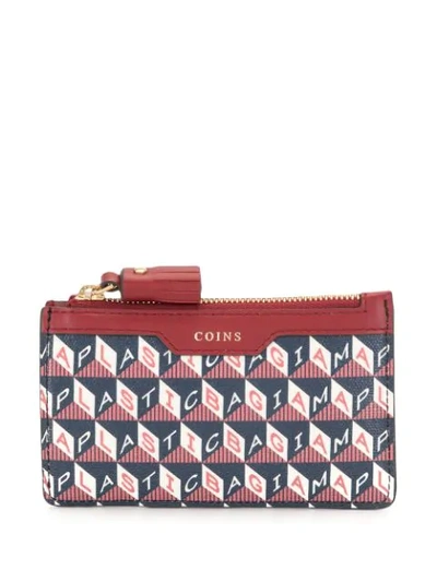 Shop Anya Hindmarch Geometric-pattern Zipped Wallet In Red