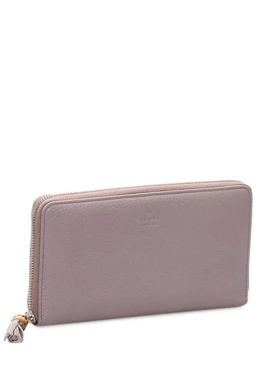 Pre-owned Gucci Bamboo Continental Wallet In Purple