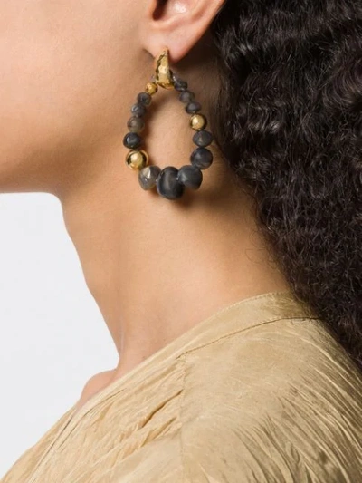 Shop Gas Bijoux Biba Beaded Earrings In Grey