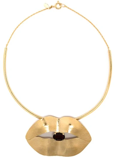 Shop Wouters & Hendrix Lips And Garnet Pendant Necklace In Gold