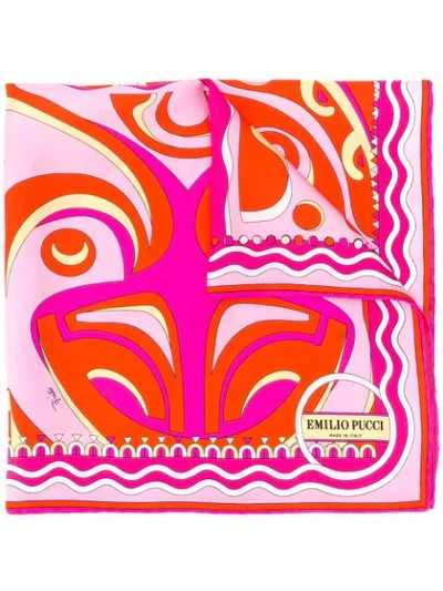 Shop Emilio Pucci Psychedelic-inspired Patterned Scarf In Orange