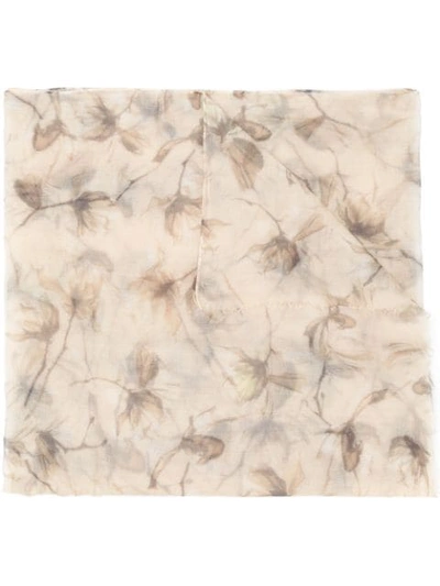 Shop Brunello Cucinelli Petal-print Scarf In Neutrals