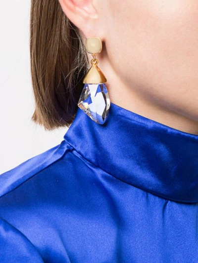 Shop Kenneth Jay Lane Crystal-embellished Drop Earrings In White