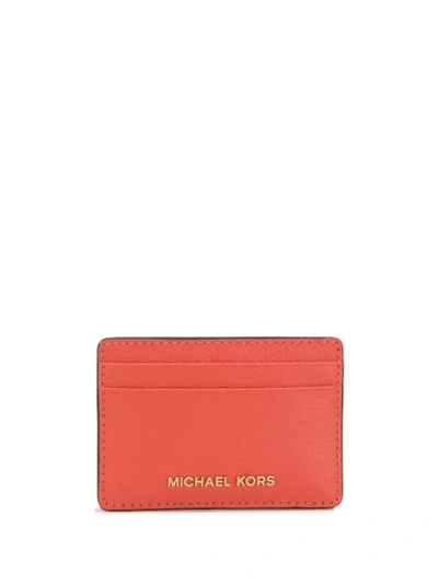 Shop Michael Michael Kors Leather Cardholder In Pink