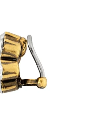 Shop Gucci Crystal-embellished Double G Clip-on Earrings In Gold