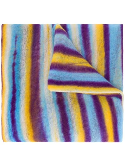 Shop Missoni Colour-block Striped Cashmere Scarf In Blue