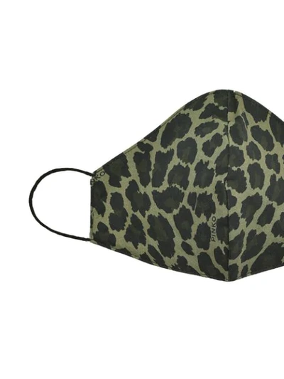 Shop Pinko Leopard Print Face Mask In Green