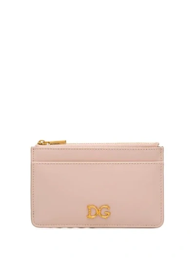 Shop Dolce & Gabbana Baroque Logo Plaque Cardholder In Pink