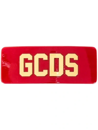 Shop Gcds Curved Front Logo Hair Clip In Red