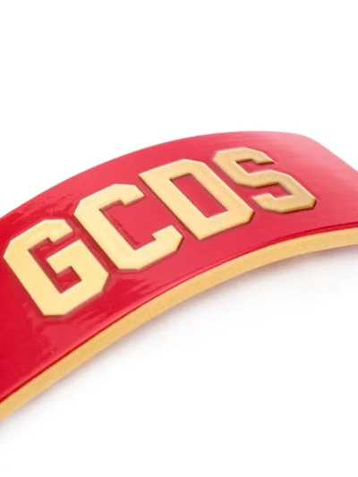 Shop Gcds Curved Front Logo Hair Clip In Red
