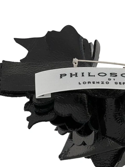 Shop Philosophy Di Lorenzo Serafini Leather Rose Brooch In Black