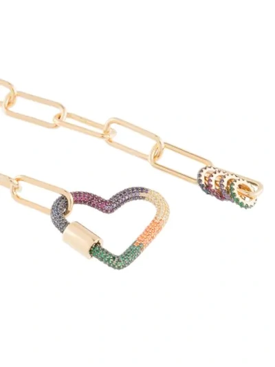 Shop Apm Monaco Rainbow Heart Chain Bracelet In Gold